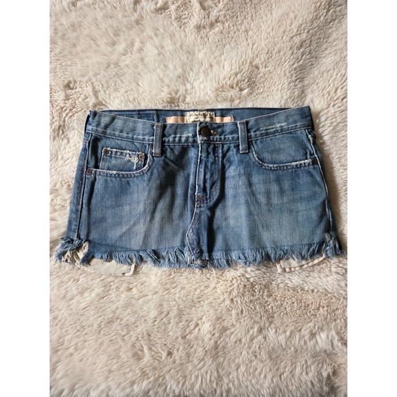 VTG y2k Abercrombie & Fitch Distressed Frayed Denim Mini skirt size 2 - Picture 1 of 10